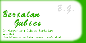 bertalan gubics business card